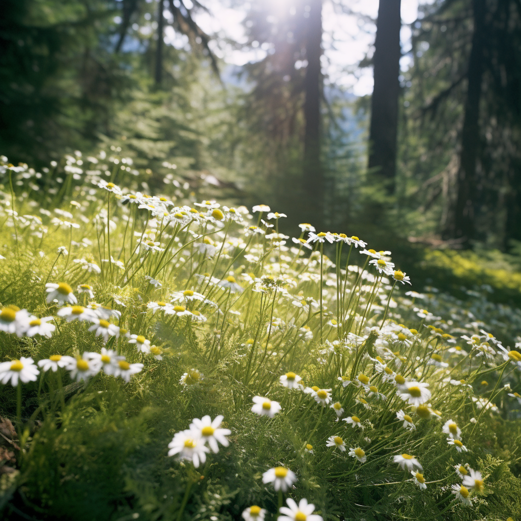 chamomiles in forest